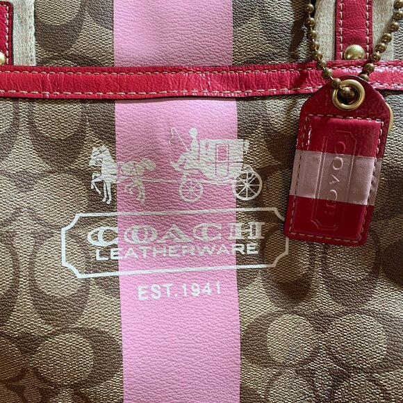 Coach Pink and Tan Bag - Picture 2 of 5